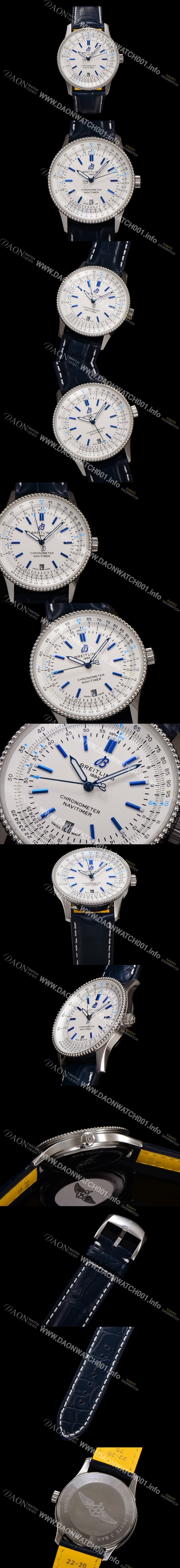 레플리카 [브라이틀링] 남성용 네비타이머 A173263A1G1P1 크로노그래프 오토매틱 2824 타입 41mm 가죽줄 화이트 다이얼 bre6041