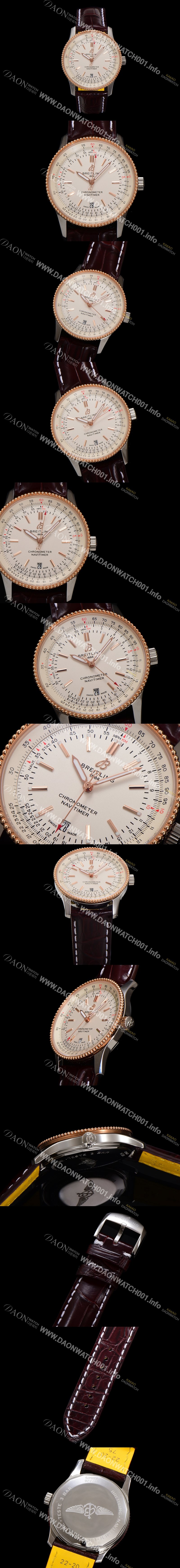 레플리카 [브라이틀링] 남성용 네비타이머 U17326211G1P1 크로노그래프 오토매틱 2824 타입 41mm 가죽줄 화이트 다이얼 bre6043