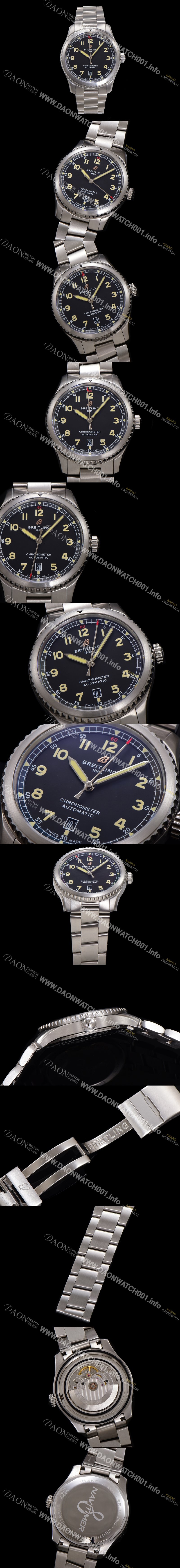 레플리카 [브라이틀링] 남성용 네비타이머 A17314101B1A1 오토매틱 2824 타입 41mm 메탈줄 블랙 다이얼 bre6053