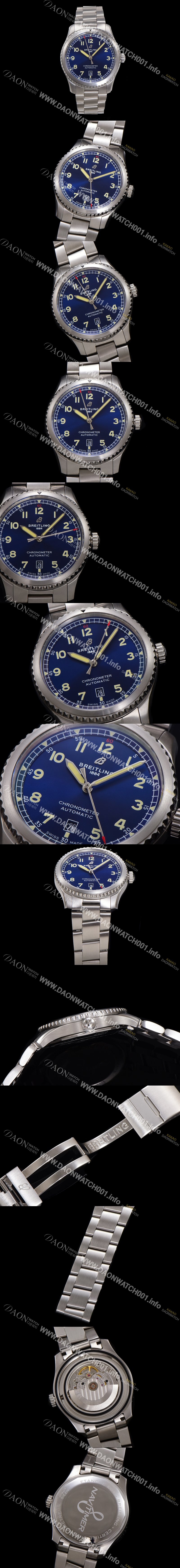 레플리카 [브라이틀링] 남성용 네비타이머 A17314101C1A1 오토매틱 2824 타입 41mm 메탈줄 블루 다이얼 bre6054