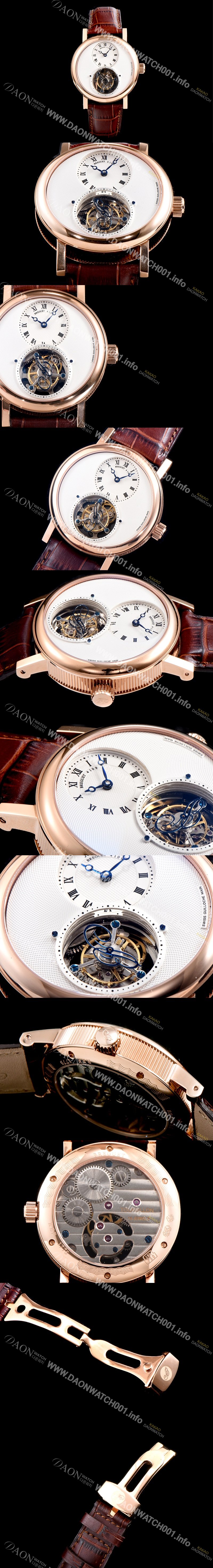 레플리카 [브레게] 남성용 클래식 그랜드 컴플리케이션 5357BA/1B/9V6 리얼 뚜르비용 데이일워치!! 18K 로즈골드 화이트 실버 텍스쳐드 다이얼 투어빌론 탑재 무브먼 BRG0400