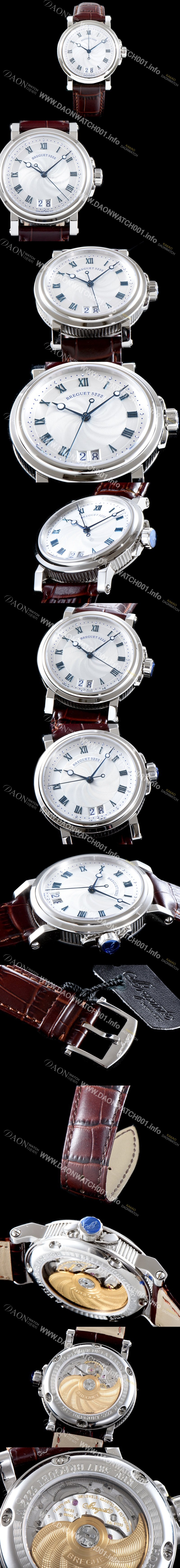 레플리카 [브레게] 남성용 마린 컬렉션 5817ST/12/5V8 빅데이트 UP!! 39MM 화이트 물결무늬 다이얼 Cal.517GG HG 오토매틱 무브먼트 BRG0427