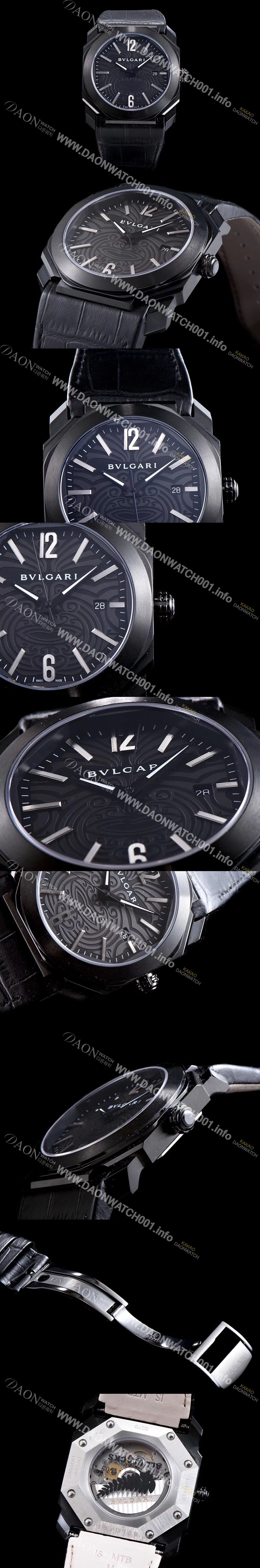 레플리카 [불가리] 남성용 옥토 베스트에디션 올 블랙 마오리 타투 패턴 다이얼 오토매틱 무브먼트 BVL4306