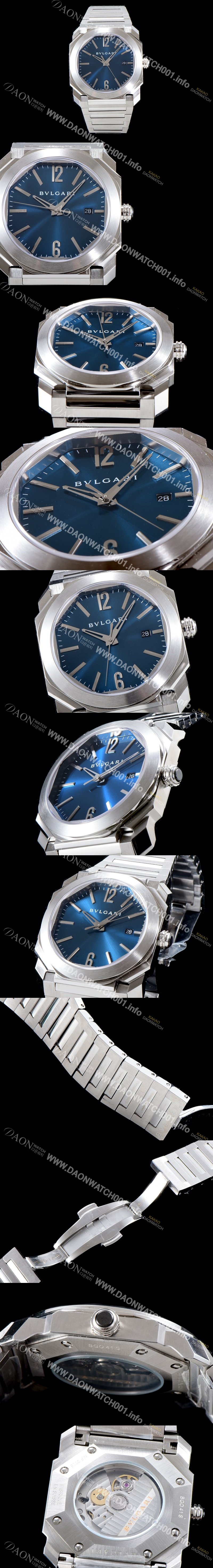 레플리카 [불가리] 남성용 옥토102105 BGO38C3SSD 블루 다이얼 브레이슬릿 오토매틱 무브먼트 BVL4307