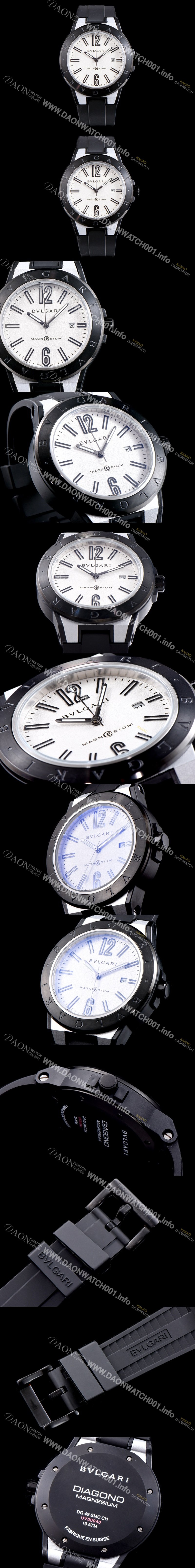 레플리카 [불가리] 남성용 신상품 업데이트!! 디아고노 102427 DG41C6SMCVD 마그네슘 PVD 화이트 다이얼 쿼츠 무브먼트 BVL4254