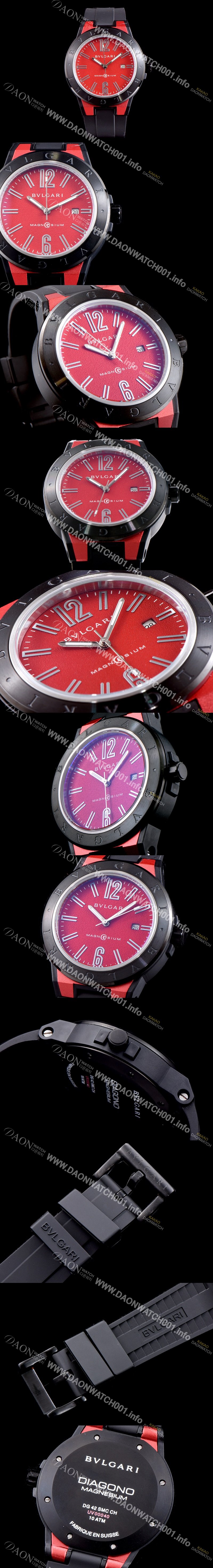 레플리카 [불가리] 남성용 신상품 업데이트!! 디아고노 102306 DG41C11SMCVD 마그네슘 PVD 레드 다이얼 쿼츠 무브먼트 BVL4252