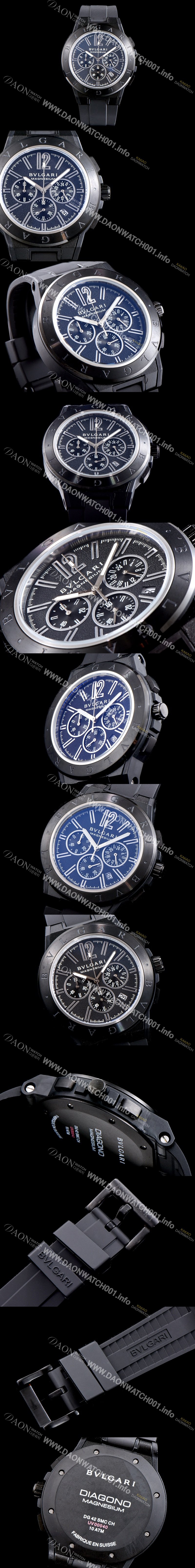 레플리카 [불가리] 남성용 신상품 업데이트!! 디아고노 102428 DG42BSMCVDCH 크로노그래프 마그네슘 PVD 블랙 다이얼 쿼츠 무브먼트 BVL4250