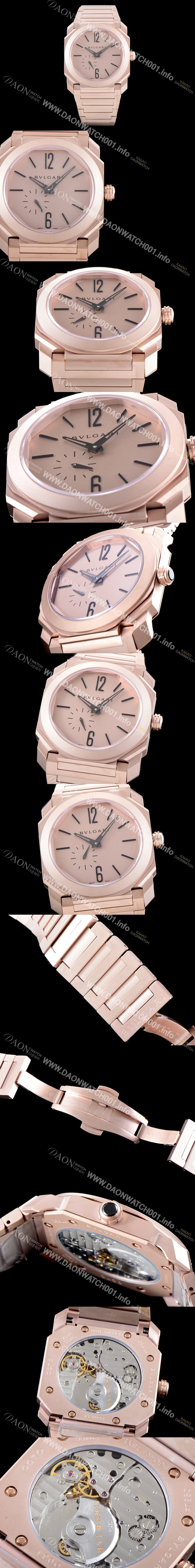 레플리카 [불가리] 남성용 옥토 피니씨모 102912 18K 로즈골드 티타늄 샌드 블래스팅 골드 다이얼 스몰 세컨즈 오토매틱 무브먼트 BVL4308