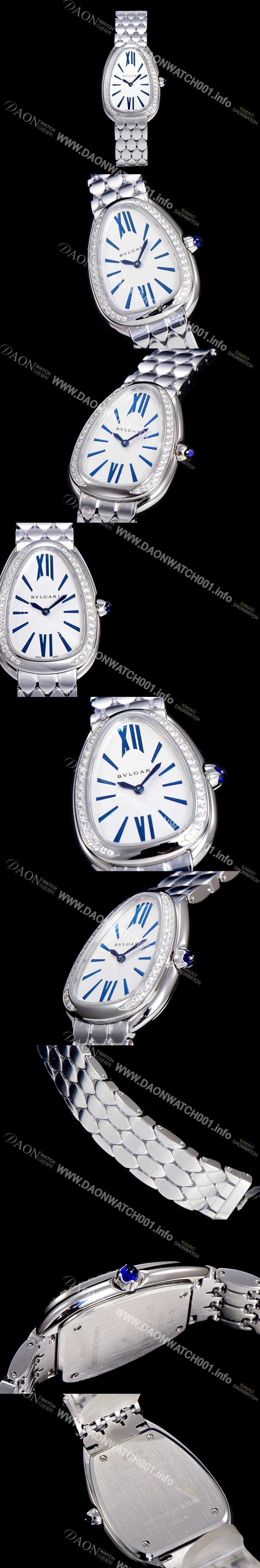 레플리카 [불가리] 세르펜티 로마숫자 쿼츠 레이디스 35미리 보석/큐빅 세팅 화이트다이얼 BVL81798