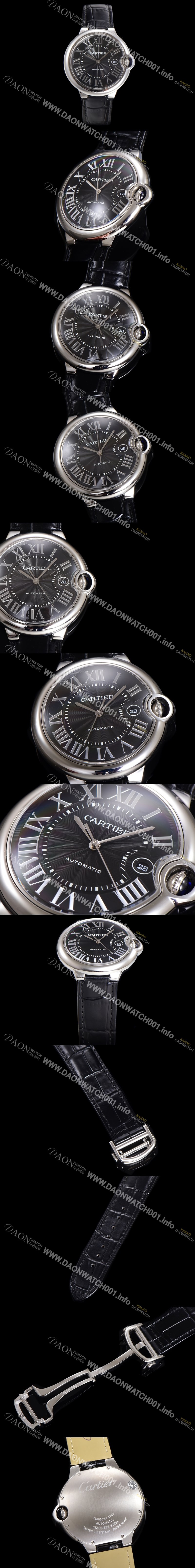 레플리카 [까르띠에] 남성용 신상 발롱블루 시계 블랙 다이얼 42mm 오토매틱 무브먼트 CAR0142