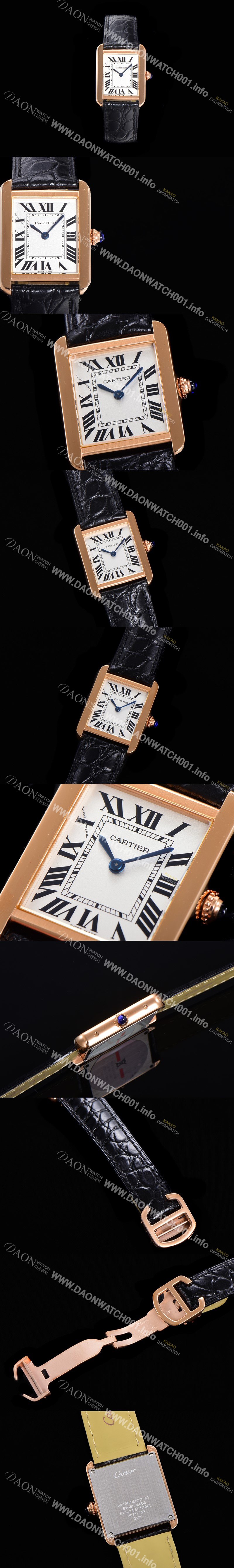 레플리카 [까르띠에] 여성용 신상 탱크 W5200005 악어가죽  31mm 로즈골드 화이트 다이얼 쿼츠므브먼트 CAR01572