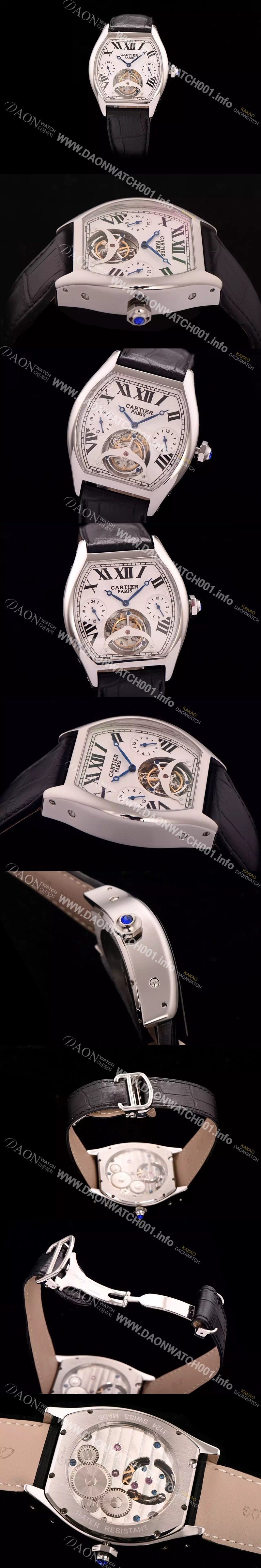레플리카 [까르띠에] 남성용 로통 드 까르띠에 투어빌론 시리즈 화이트다이얼 CAR0303