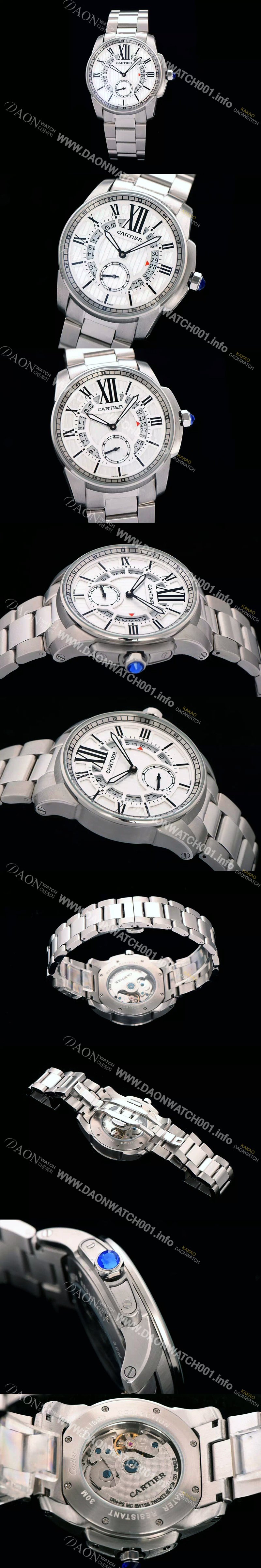 레플리카 [까르띠에] 남성용 칼리브 드 까르띠에 스위스 2824 오토매틱 무브먼트 화이트다이얼 CAR0350