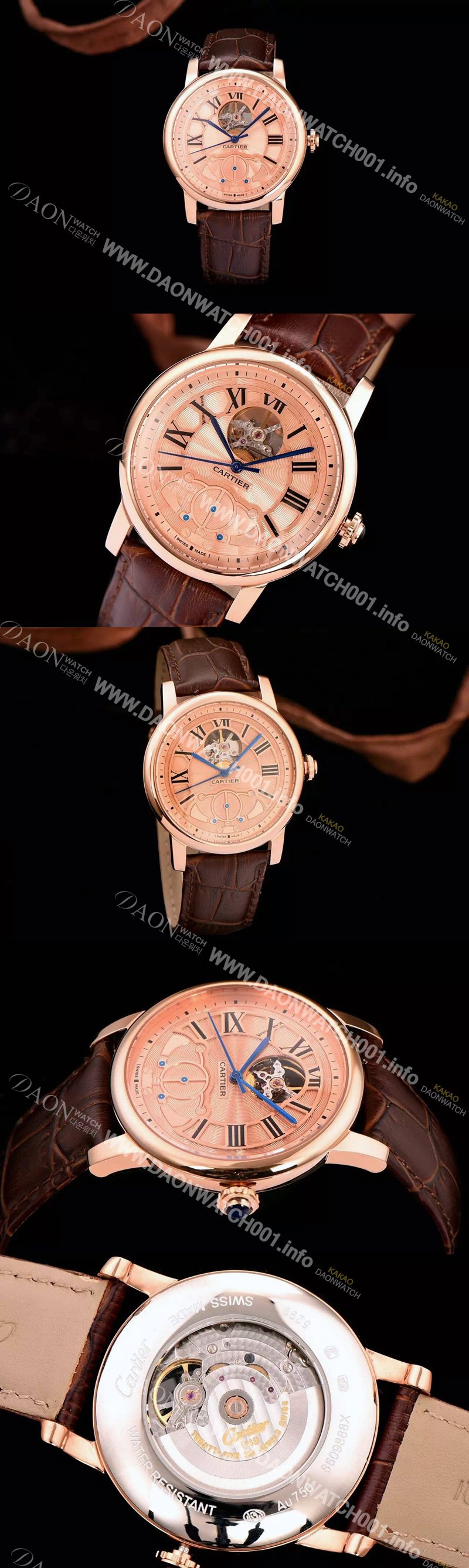 레플리카 [까르띠에] 남성용 로통드 드 까르띠에 오토매틱 시리즈 골드다이얼 CAR0003