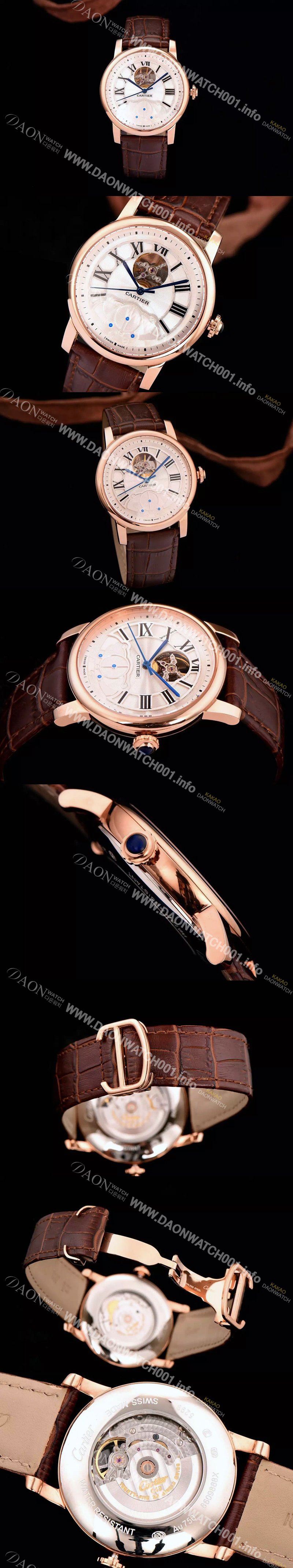 레플리카 [까르띠에] 남성용 로통드 드 까르띠에 오토매틱 시리즈 화이트다이얼 CAR0026