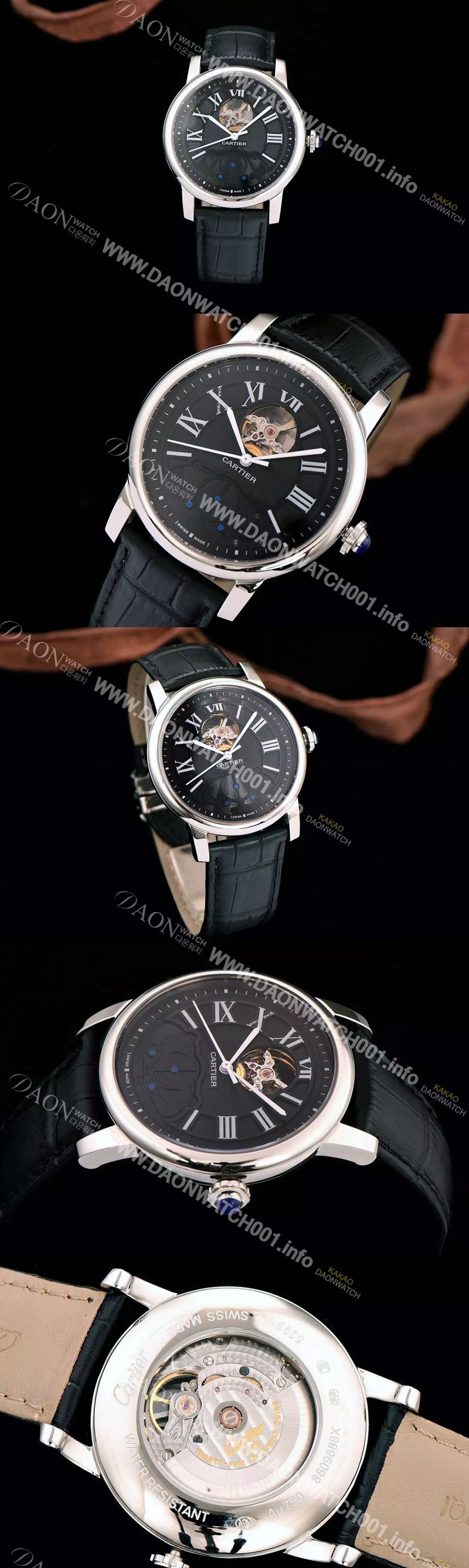 레플리카 [까르띠에] 남성용 로통드 드 까르띠에 오토매틱 시리즈 블랙다이얼 CAR0019