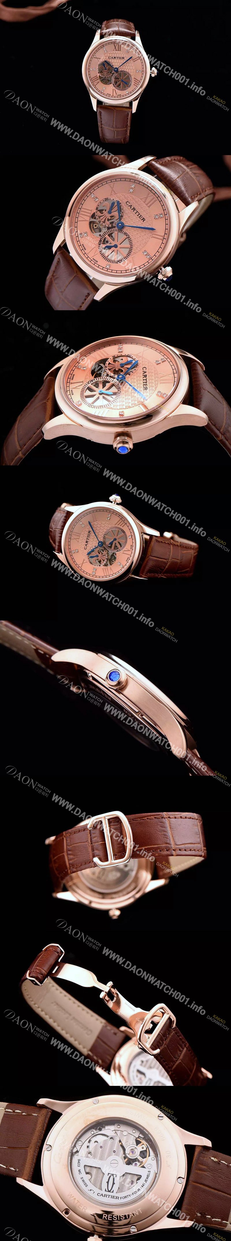 레플리카 [까르띠에] 남성용 로통드 드 까르띠에 오토매틱 42mm 골드다이얼 CAR0041