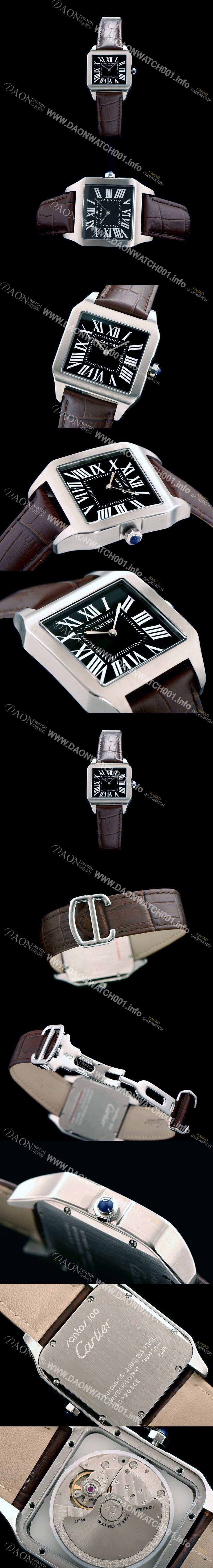 레플리카 [까르띠에] 남여공용 산토스 시리즈 9015 무브먼트 블랙 다이얼 CAR0021