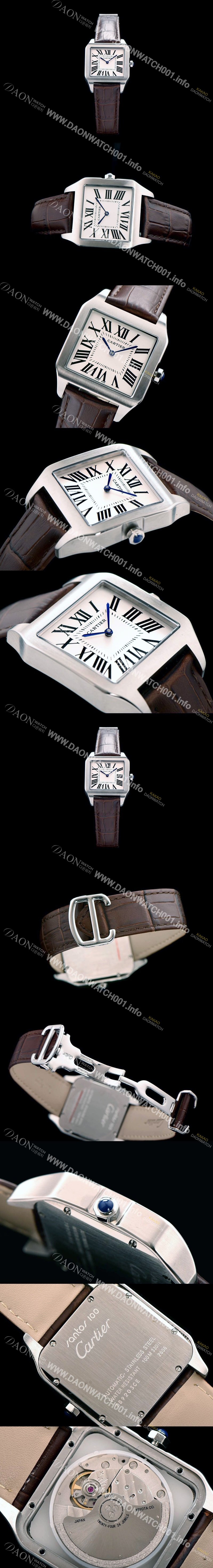 레플리카 [까르띠에] 남여공용 산토스 시리즈 9015 무브먼트 실버 베젤 화이트 다이얼 CAR0010