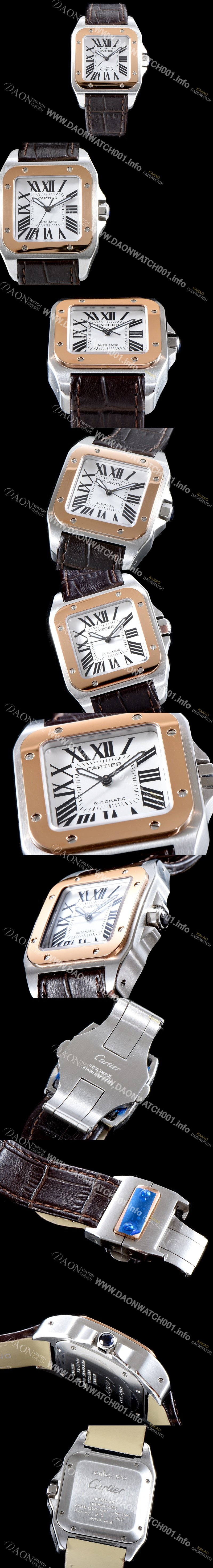 레플리카 [까르띠에] 남여공용 산토스 드 까르띠에 W20107X7 18K 로즈골드 베젤 화이트 다이얼 CAR0011