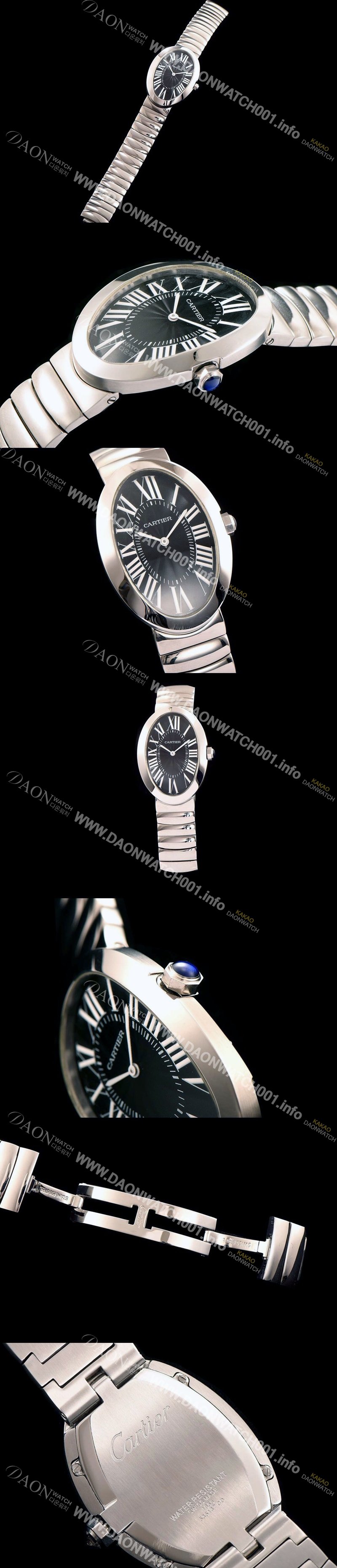 레플리카 [까르띠에] 여성용 베누아 스위스 쿼츠 실버 베젤 블랙 다이얼 CAR0010