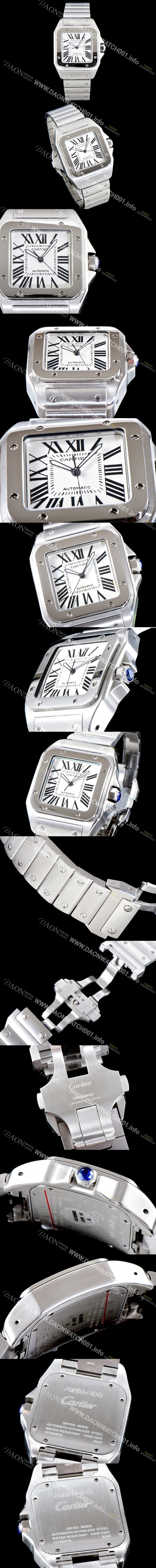 레플리카 [까르띠에] 남성용 산토스 시리즈 100 W200737G  베스트 에디션 화이트 다이얼 브레이슬릿 오토매틱 무브먼트 CAR0004