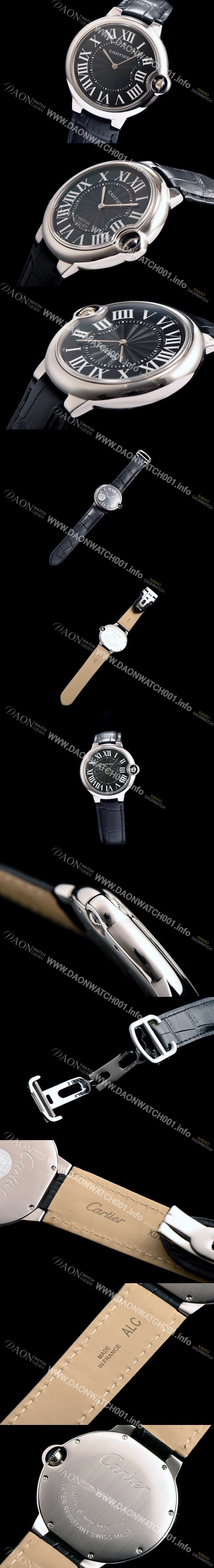 레플리카 [까르띠에] 남성용 발롱블루 WE902056 블랙 다이얼 블랙 레더스트랩 CAR0035