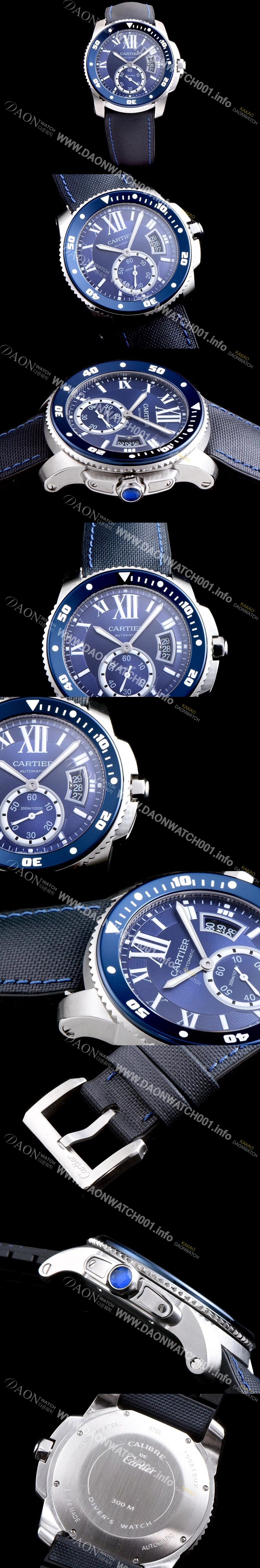 레플리카 [까르띠에] 남성용 칼리브 드 까르띠에 WSCA0010 블루세라믹 베젤 블루 다이얼 ETA 2824-2 오토매틱 무브먼트 CAR0100