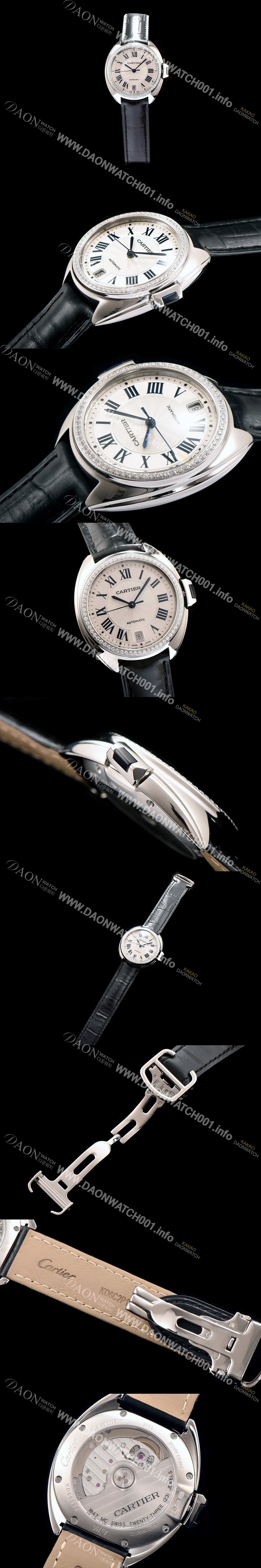 레플리카 [까르띠에] 남성용 끌레 드 까르띠에 WJCL0011 35MM 브릴리언트 컷 다이아몬드 베젤 화이트 플렝케 다이얼 오토매틱 무브먼트 CAR0154