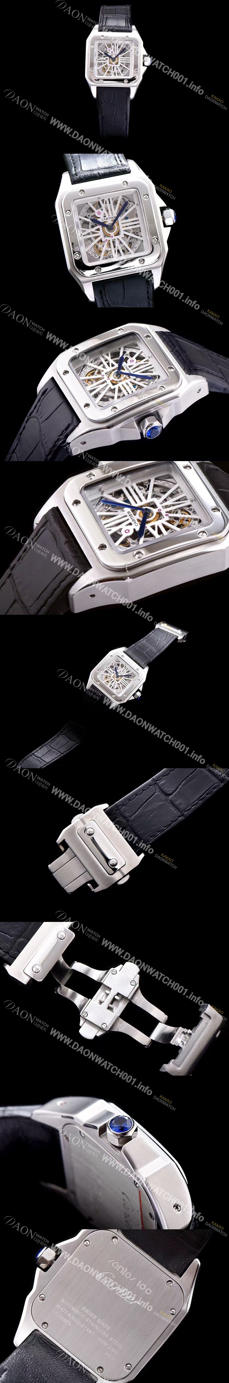 레플리카 [까르띠에] 남성용 신상출시!!산토스 뒤몽 컬렉션 W2020018 18k 화이트 골드 스켈레톤 다이얼 오토매틱 무브먼트 CAR0110