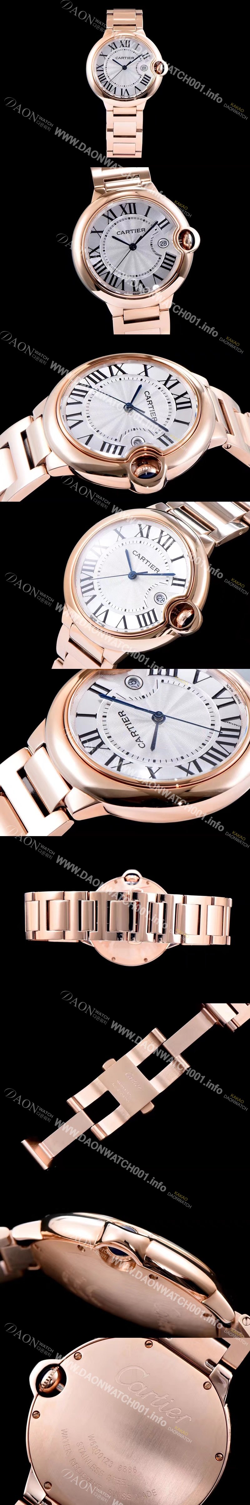 레플리카 [까르띠에] 남성용 발롱블루 드 까르띠에 W69006Z2 42사이즈 18k 로즈골드 화이트 다이얼 쿼츠 무브먼트 CAR0024
