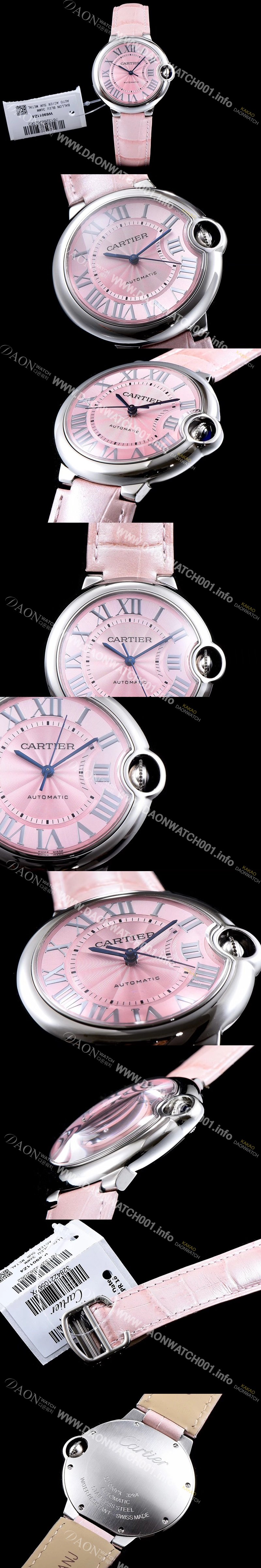 레플리카 [까르띠에] 남성용 신형 UP!!발롱블루 드 까르띠에 WSBB0002 핑크 썬더스트 다이얼 오토매틱 무브먼트 CAR0032