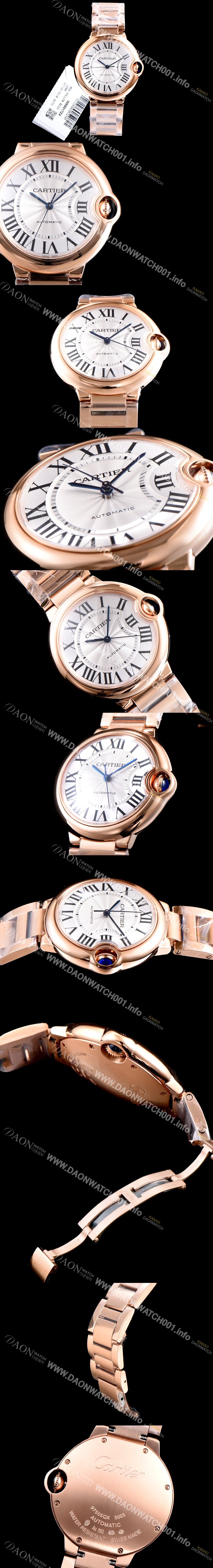 레플리카 [까르띠에] 남성용 남녀 베스트모델!!발롱블루 드 까르띠에 W69004Z2 18K 로즈골드 화이트 실버 썬더스트 다이얼 브레이슬릿 오토매틱 무브먼트 CAR0030