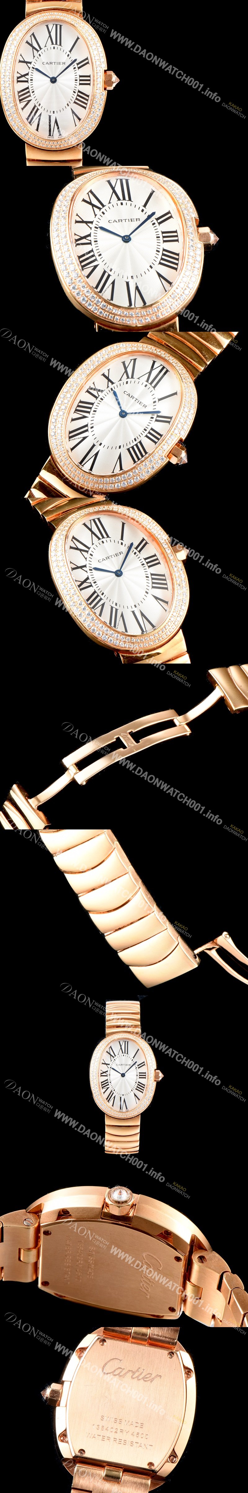 레플리카 [까르띠에] 여성용 베누아 워치 WB520002 라지 모델 18K 로즈골드 1:1 수공 맞물림형식 최상급 쥬얼셋팅 화이트 다이얼 스위스 쿼츠 무브먼트 CAR0053