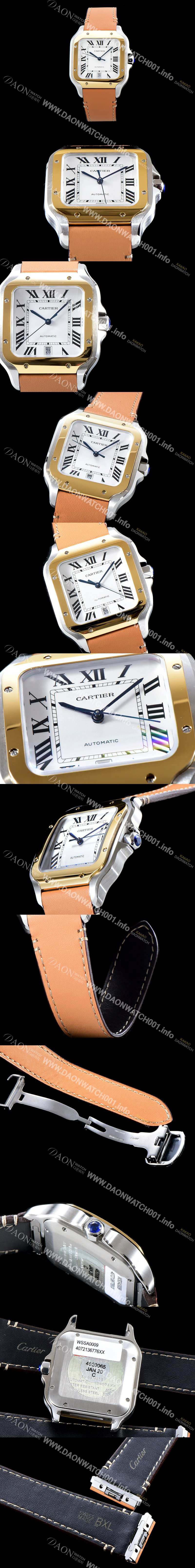 레플리카 [까르띠에] 남성용 BEST UP!! 산토스 드 까르띠에 워치 W2SA0006 라지모델!! 18K 옐로우골드 투톤콤비 화이트 다이얼 오토매틱 무브먼트 CAR4041
