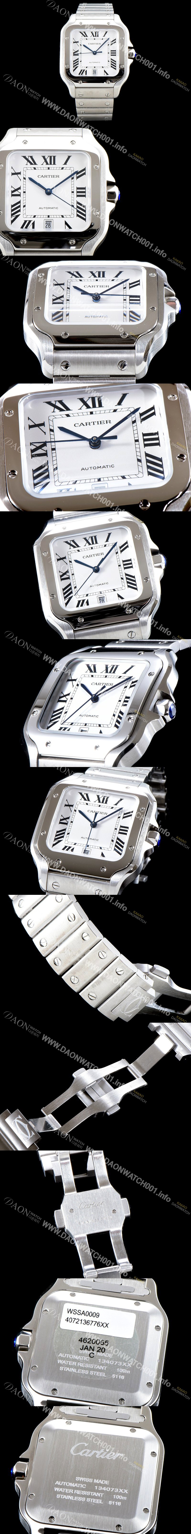 레플리카 [까르띠에] 남성용 산토스 드 까르띠에 워치!! WSSA0009 라지모델 세컨드 크림빛 신형 화이트 다이얼 오토매틱 무브먼트 CAR4040