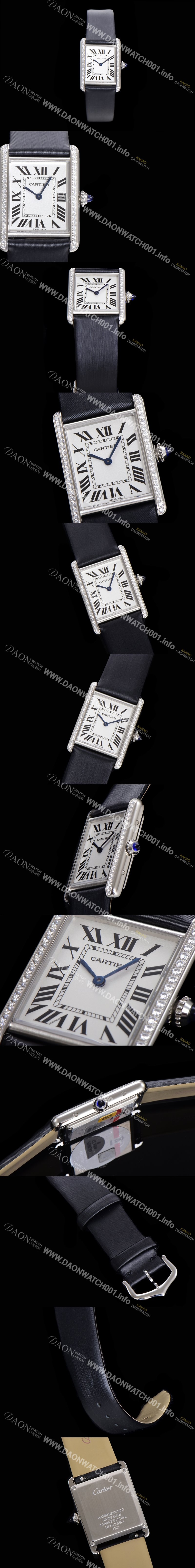 레플리카 [까르띠에] 여성용 탱크 돛대 W4TA0017 로마 인덱스 33.7mm 화이트 다이얼 큐빅베젤 가죽줄 쿼츠 무브먼트 CAR00568