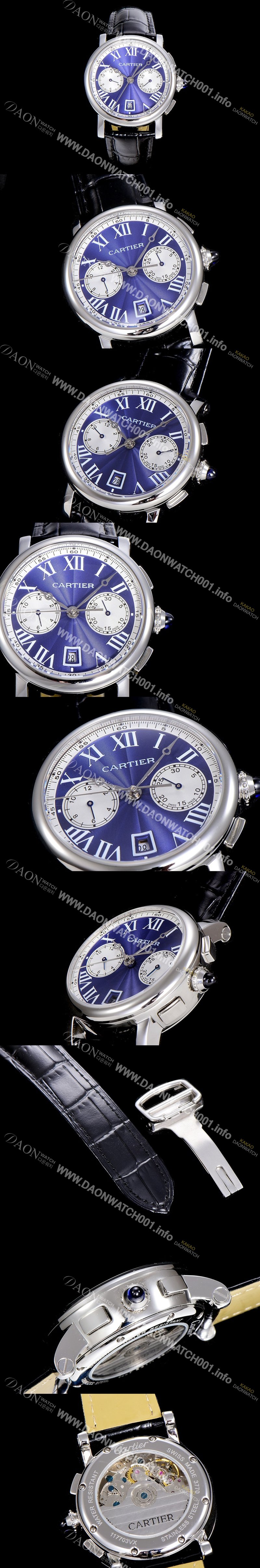 레플리카 [까르띠에]남성용 로톤드 더 까르띠에 크로노그래프 40미리 블루다이얼 CAR43168