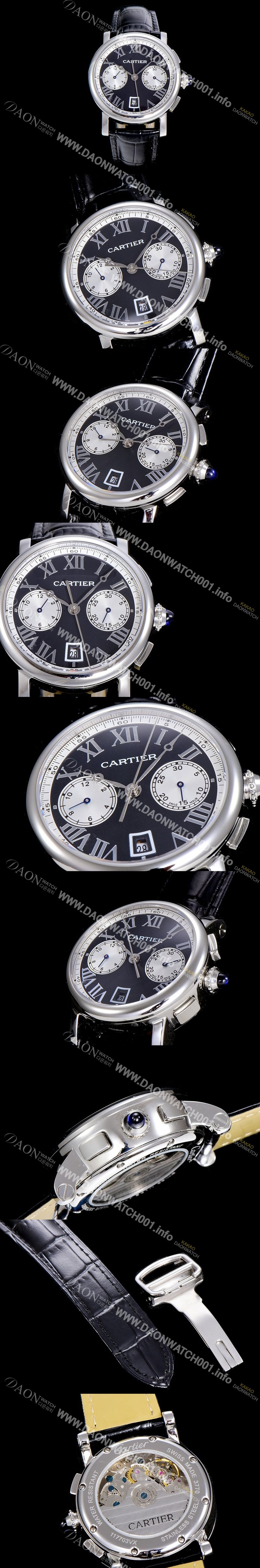 레플리카 [까르띠에]남성용 로톤드 더 까르띠에 크로노그래프 40미리 블랙다이얼 CAR10408