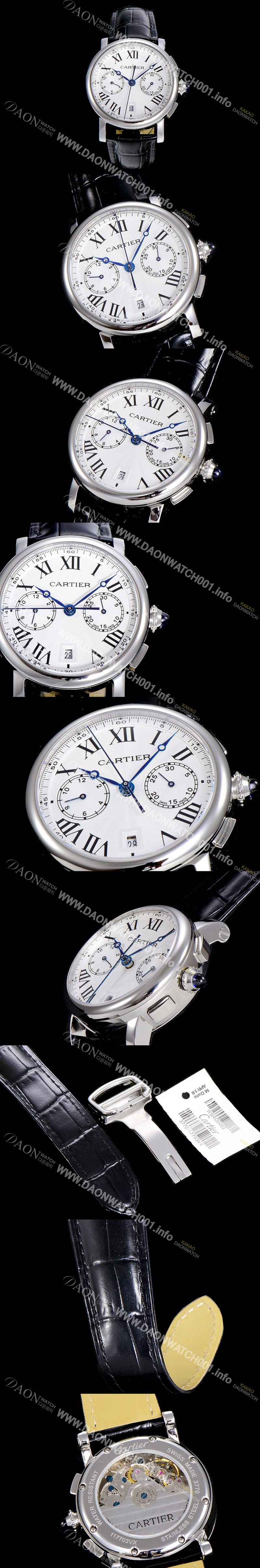 레플리카 [까르띠에]남성용 로톤드 더 까르띠에 크로노그래프 40미리 실버다이얼 CAR37855