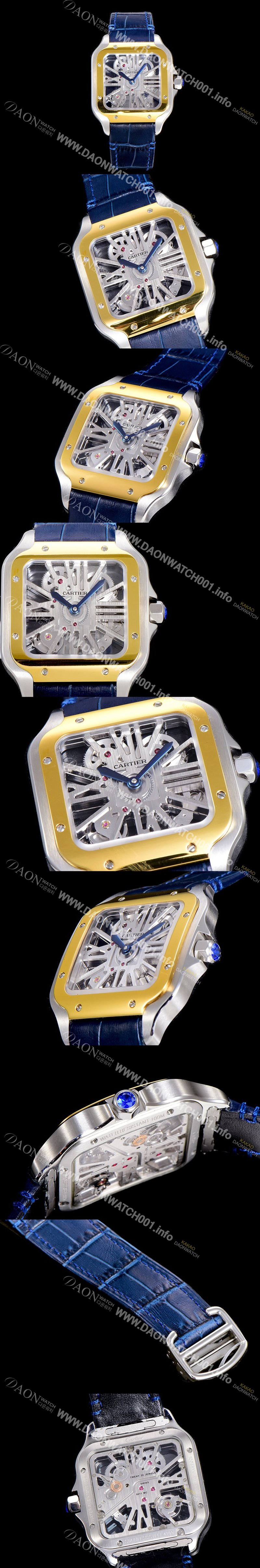 레플리카 [까르띠에]남성용  산토스 더 까르띠에 수동/기계식 라지39.8미리 18k 옐로우골드 스켈레톤 다이얼 CAR35041