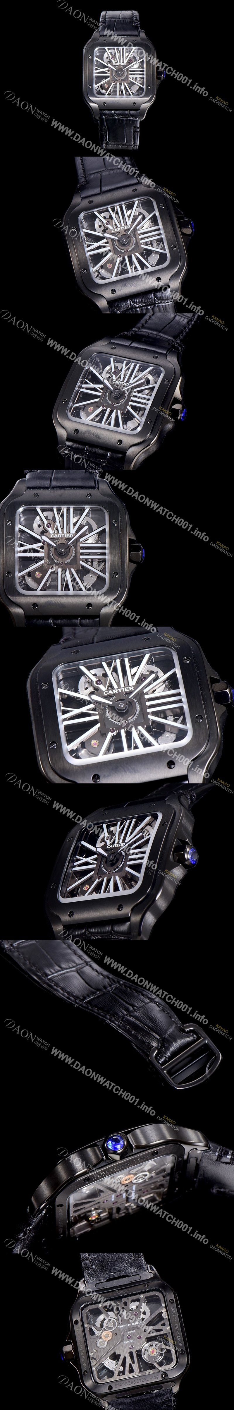 레플리카 [까르띠에]남성용  산토스 더 까르띠에 수동/기계식 라지39.8미리 PVD 코팅 스켈레톤 다이얼 CAR64387