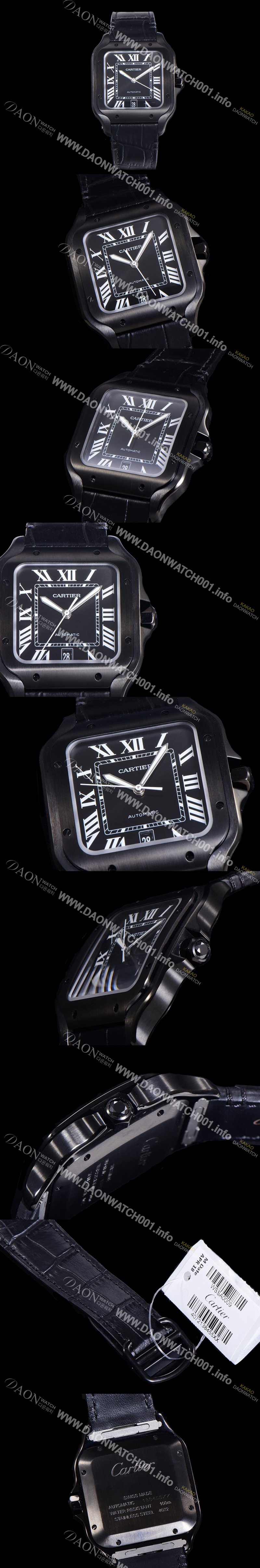 레플리카 [까르띠에]남성용 산토스 더 까르띠에 오토매틱 라지 39미리 블랙다이얼 CAR39166