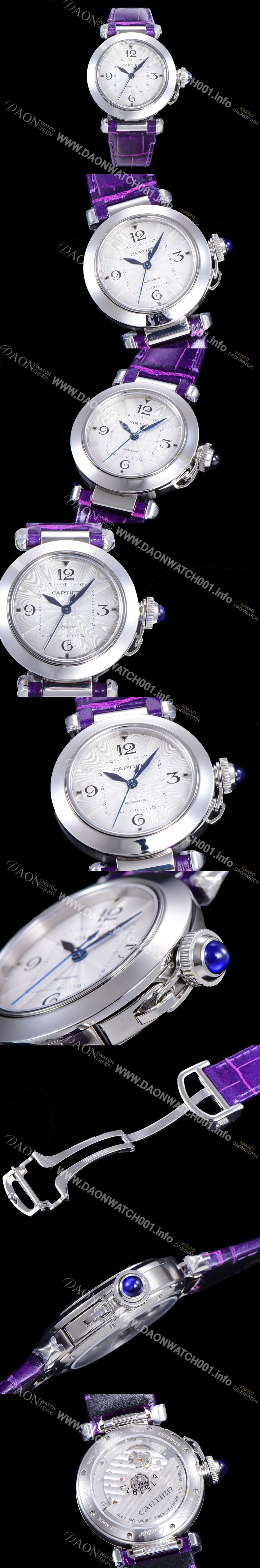 레플리카 [까르띠에] 여성용 파샤 드 오토매틱 1847MC 35미리 가죽시계 화이트다이얼 CAR11436