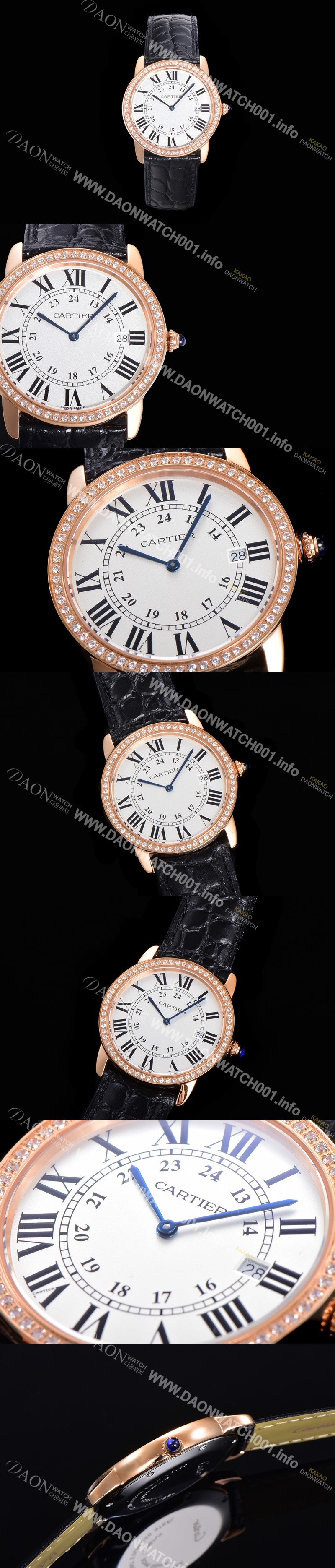 레플리카 [까르띠에] 남여공용 롱드 더 솔로 WR000651  쿼츠 므브먼트 36미리 로즈골드 큐빅베젤 악어가죽줄 화이트다이얼 CAR11560