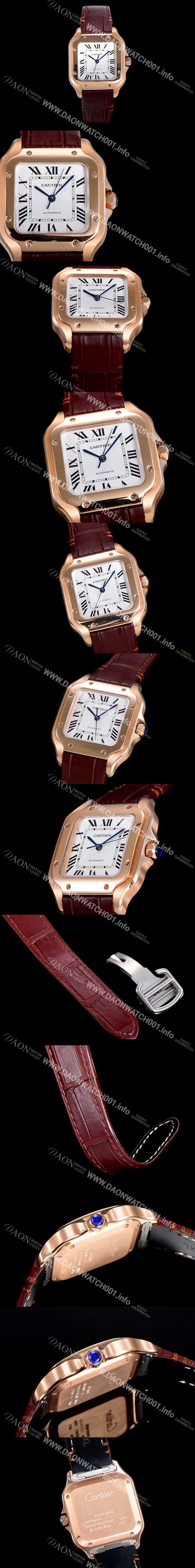 레플리카 [까르띠에] 남성용 산토스 더 까르띠에 WGSA0028 오토매틱 ETA2892-2 금장시계 18K로즈골드 35.1미리 화이트다이얼 CAR13980