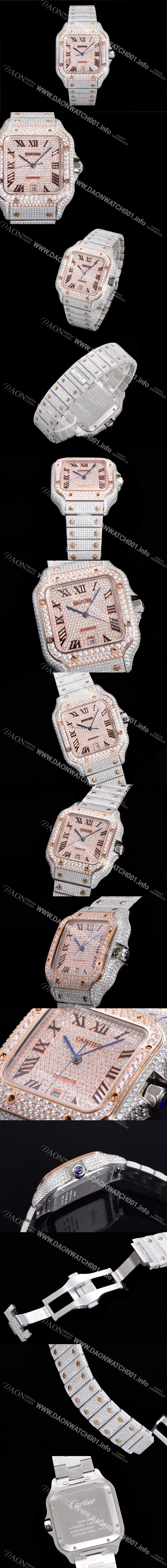 레플리카 [까르띠에] 남성용 산토스 쥬얼 다이아몬드 셋팅 베젤 40mm 큐빅/보석 다이얼 오토매틱 무브먼트 CAR45686