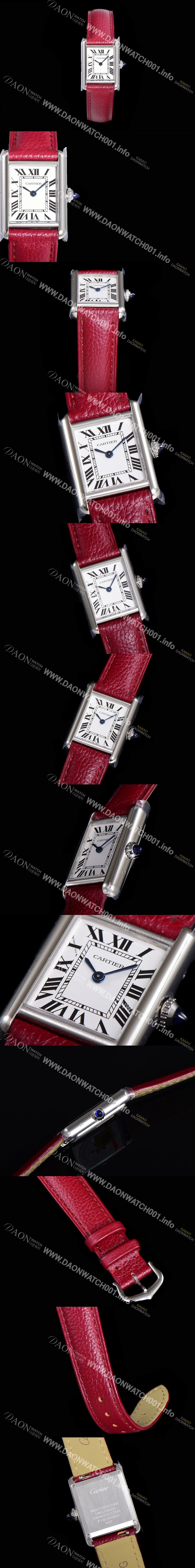레플리카 [까르띠에] 여성용 탱크 머스트 WSTA0042 로마 인덱스 29.5mm 화이트 다이얼 가죽줄 쿼츠 무브먼트 CAR08310
