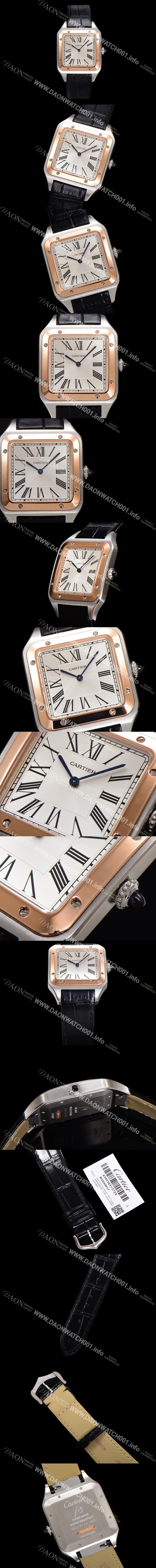 레플리카 [까르띠에] 남성용 산토스 W2SA0011 쿼츠 46.6mm L 사이즈 18K 로즈골드 화이트 다이얼 car69321