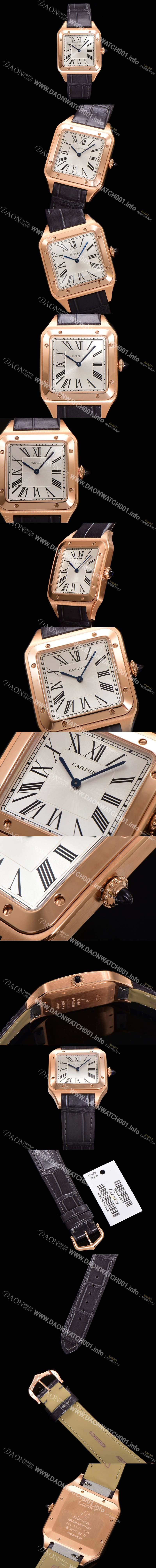 레플리카 [까르띠에] 남성용 산토스 WSSA0022 쿼츠 46.6mm L 사이즈 쿼츠 18K 로즈골드 화이트 다이얼 car69322